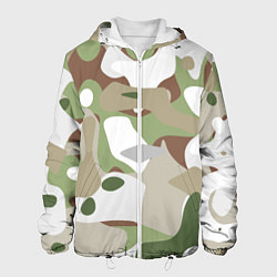 Куртка с капюшоном мужская Камуфляж зимний лес крупный, цвет: 3D-белый