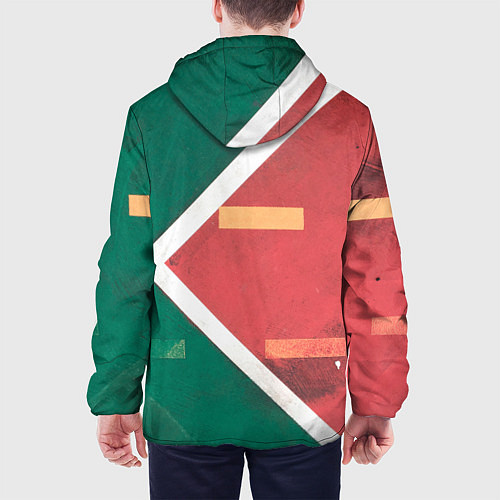 Мужская куртка Абстрактная красная и зелёная поверхность с линиям / 3D-Черный – фото 4