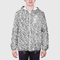 Куртка с капюшоном мужская Текст песни: что вам нужно - это любовь, цвет: 3D-белый — фото 2