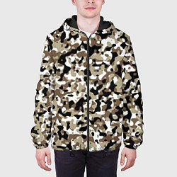Куртка с капюшоном мужская Камуфляж зимний лес - мелкий, цвет: 3D-черный — фото 2