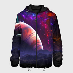 Куртка с капюшоном мужская Бесконечное космическое пространство - Планета, цвет: 3D-черный
