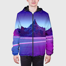 Куртка с капюшоном мужская Neon mountains - Vaporwave, цвет: 3D-черный — фото 2