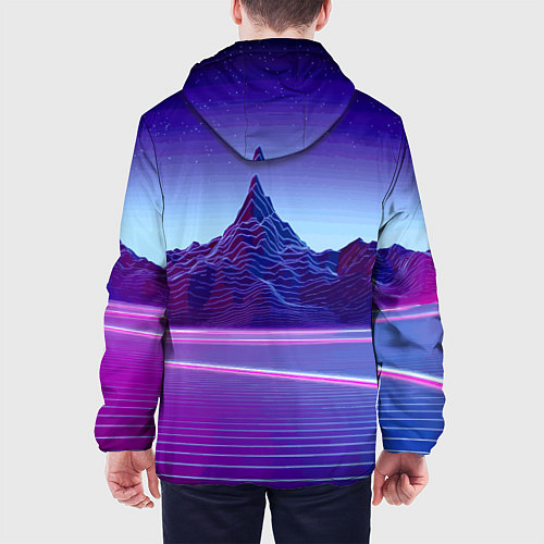 Мужская куртка Neon mountains - Vaporwave / 3D-Черный – фото 4