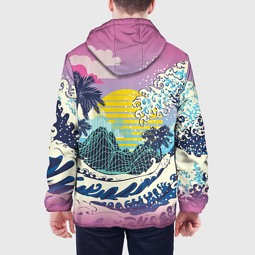 Мужская куртка Штормовые океанские волны и пальмы / 3D-Черный – фото 4