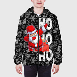 Куртка с капюшоном мужская Santa Claus, dabbing, through the snow, цвет: 3D-черный — фото 2