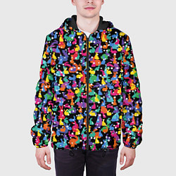 Куртка с капюшоном мужская Разноцветные кролики, цвет: 3D-черный — фото 2