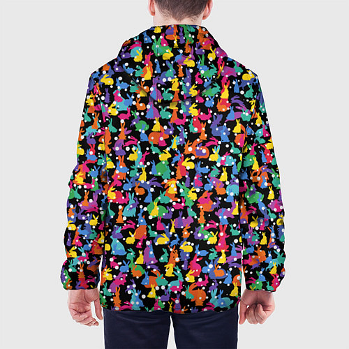 Мужская куртка Разноцветные кролики / 3D-Черный – фото 4