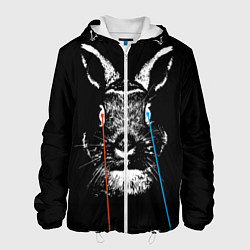 Куртка с капюшоном мужская Черный кролик стреляет лазерами из глаз, цвет: 3D-белый