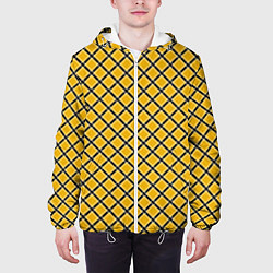 Куртка с капюшоном мужская Черно-желтый клетчатый узор, цвет: 3D-белый — фото 2
