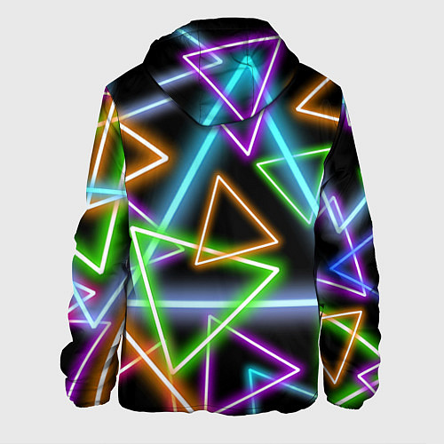 Мужская куртка Неоновые треугольники - текстура / 3D-Белый – фото 2