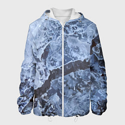 Куртка с капюшоном мужская Лёд - зимняя текстура, цвет: 3D-белый