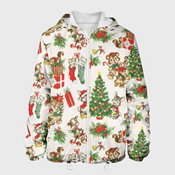 Куртка с капюшоном мужская Christmas Рождество, цвет: 3D-белый