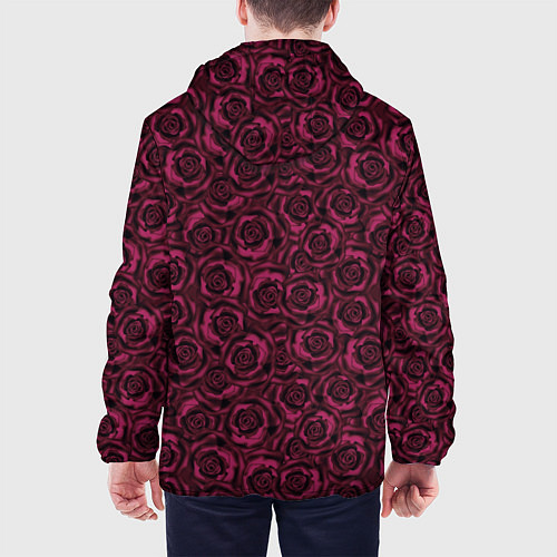 Мужская куртка Бордовые розы цветочный узор / 3D-Черный – фото 4