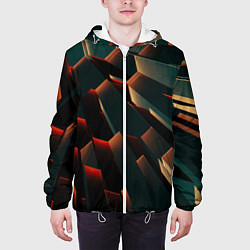Куртка с капюшоном мужская Абстрактная геометрия во тьме, цвет: 3D-белый — фото 2