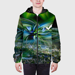 Куртка с капюшоном мужская Манитные поля - абстракция, цвет: 3D-черный — фото 2