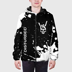 Куртка с капюшоном мужская Disturbed и рок символ на темном фоне, цвет: 3D-черный — фото 2