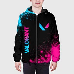 Куртка с капюшоном мужская Valorant - neon gradient: надпись, символ, цвет: 3D-черный — фото 2