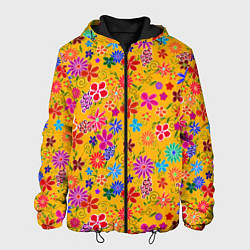 Куртка с капюшоном мужская Нарисованные цветы - орнамент, цвет: 3D-черный