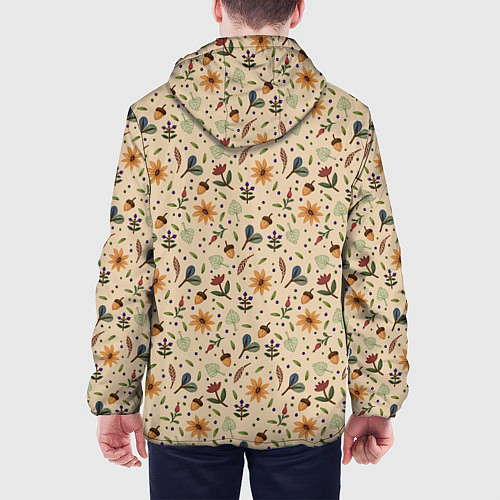 Мужская куртка Растения на бежевом фоне / 3D-Черный – фото 4