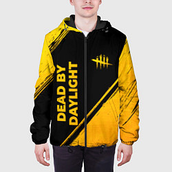 Куртка с капюшоном мужская Dead by Daylight - gold gradient: надпись, символ, цвет: 3D-черный — фото 2