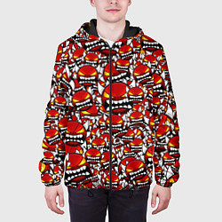 Куртка с капюшоном мужская Геометри Даш демоны паттерн, цвет: 3D-черный — фото 2