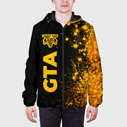 Куртка с капюшоном мужская GTA - gold gradient: по-вертикали, цвет: 3D-черный — фото 2