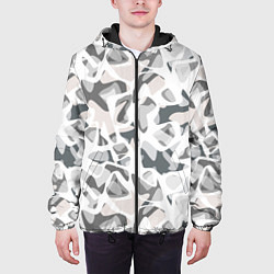 Куртка с капюшоном мужская Абстрактный пятнистый узор Камуфляж зимний, цвет: 3D-черный — фото 2