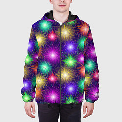 Куртка с капюшоном мужская Праздничный салют - фейерверк, цвет: 3D-черный — фото 2