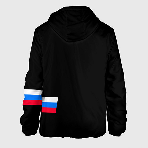 Мужская куртка Россия и три линии на черном фоне / 3D-Белый – фото 2