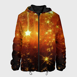 Куртка с капюшоном мужская Золотистае звёзды, цвет: 3D-черный