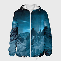 Куртка с капюшоном мужская Снежные горные вершины, цвет: 3D-белый
