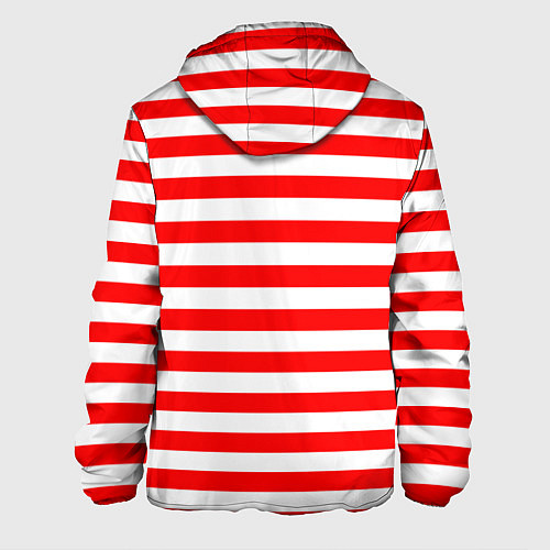 Мужская куртка Красный полосатый новогодний леденец / 3D-Белый – фото 2