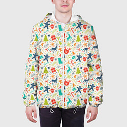 Куртка с капюшоном мужская Новогодняя символика, цвет: 3D-белый — фото 2