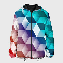 Куртка с капюшоном мужская Объёмные разноцветные кубы, цвет: 3D-черный
