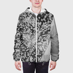 Куртка с капюшоном мужская Искревление пространства в геометрии, цвет: 3D-белый — фото 2