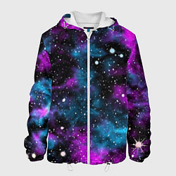 Куртка с капюшоном мужская Галактика сиреневая, цвет: 3D-белый