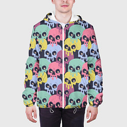 Куртка с капюшоном мужская Черепа разноцветные спрей, цвет: 3D-белый — фото 2