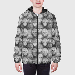Куртка с капюшоном мужская Череп эффект вязаного изделия, цвет: 3D-черный — фото 2