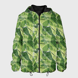 Куртка с капюшоном мужская Милитари листья крупные, цвет: 3D-черный