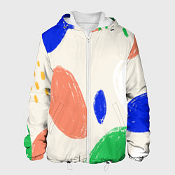 Куртка с капюшоном мужская Разноцветные пятна, цвет: 3D-белый