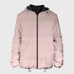 Куртка с капюшоном мужская Монохромный полосатый розовато-бежевый, цвет: 3D-черный