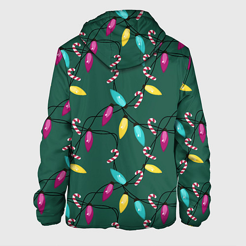Мужская куртка Новогодняя гирлянда зеленая / 3D-Черный – фото 2