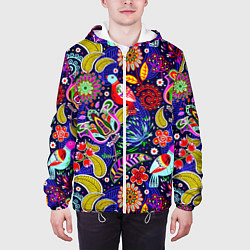 Куртка с капюшоном мужская Multicolored floral patterns, цвет: 3D-белый — фото 2