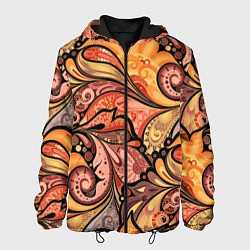 Куртка с капюшоном мужская Multicolored branching floral patterns, цвет: 3D-черный