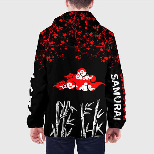 Мужская куртка Самурай и сакура на черном фоне / 3D-Черный – фото 4