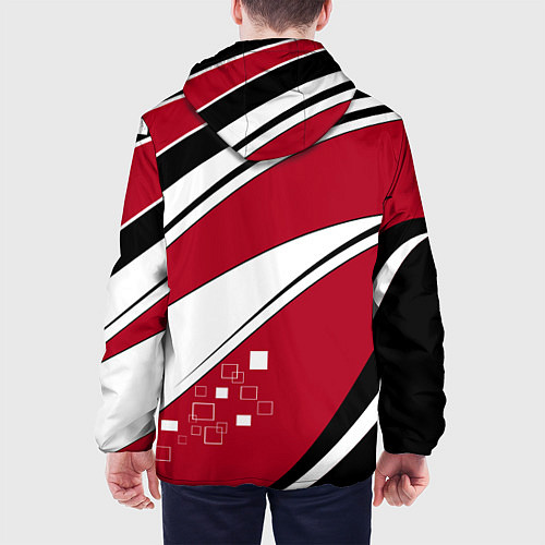 Мужская куртка Красно черная абстракция на белом спорт / 3D-Черный – фото 4