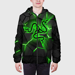 Куртка с капюшоном мужская Razer neon logo, цвет: 3D-черный — фото 2