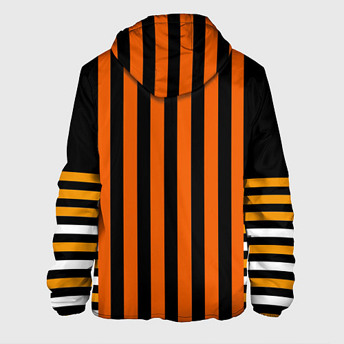 Мужская куртка Полосатый узор в красных оранжевых тонах на черном / 3D-Белый – фото 2