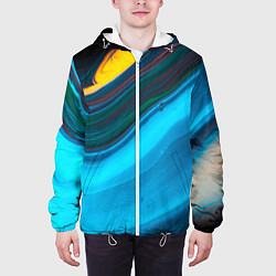 Куртка с капюшоном мужская Светло-синий и переливающийся песок, цвет: 3D-белый — фото 2