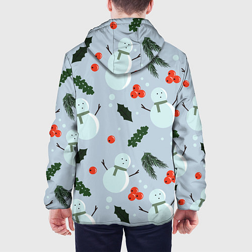 Мужская куртка Снеговики и ягодки / 3D-Черный – фото 4